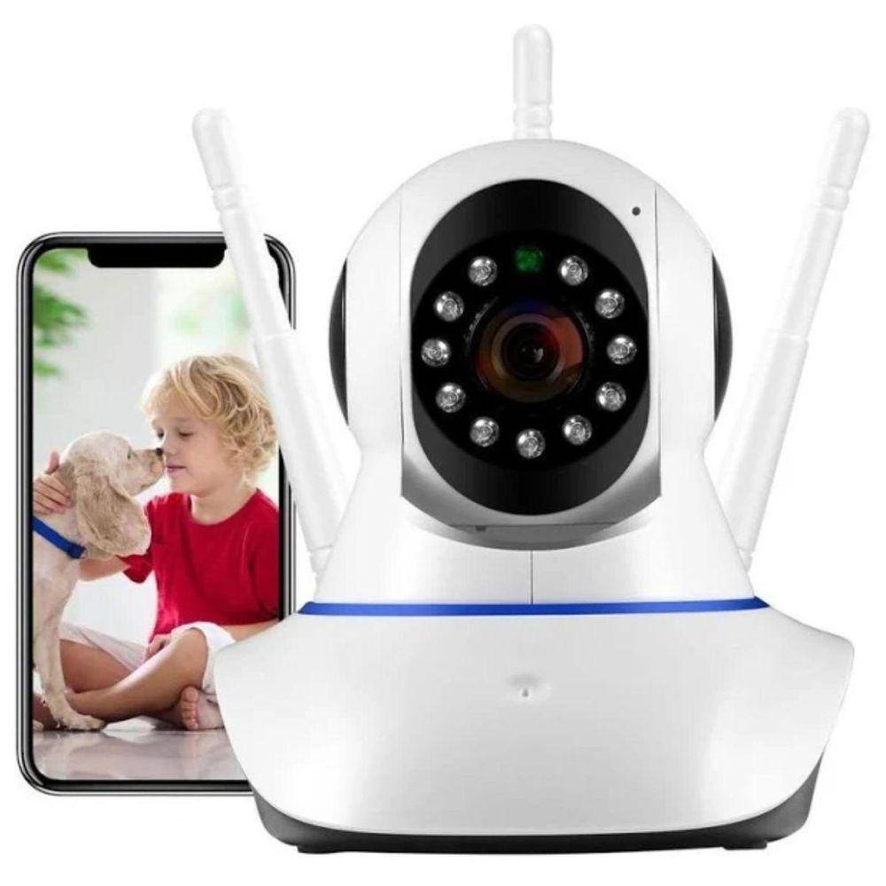 Câmera De Segurança Robô 3 Antenas Ip Wifi Com Rotação 360º 720p