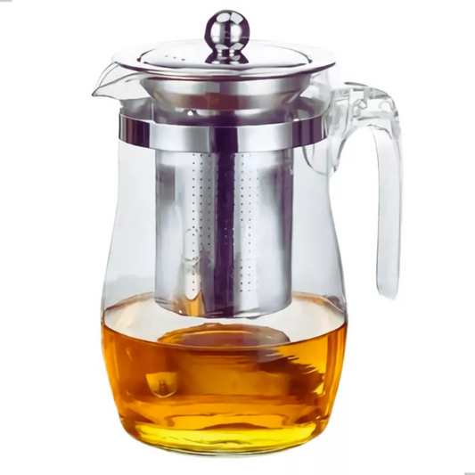 Chaleira Bule de Vidro Transparente 900ml com Infusor em Aço Inox para Chá - Marblue