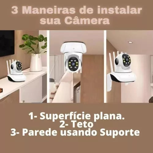 Câmera De Segurança Robô 3 Antenas Ip Wifi Com Rotação 360º 720p