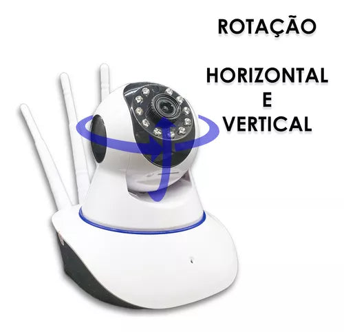 Câmera De Segurança Robô 3 Antenas Ip Wifi Com Rotação 360º 720p