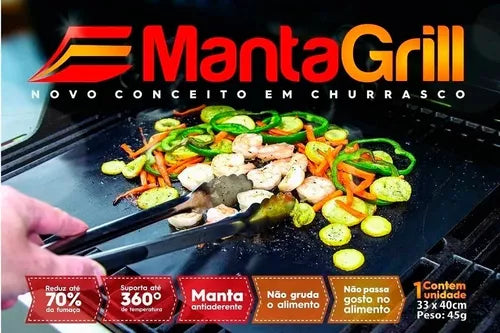 Manta Grill Chapa Tapete para Churrasqueira E Forno Antiaderente Teflon 40x33cm