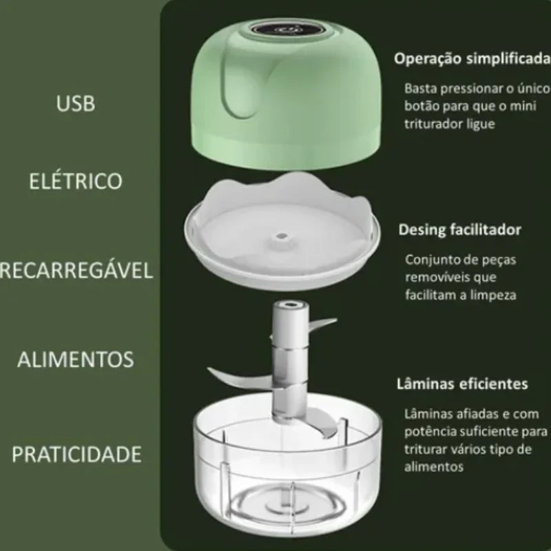 Mini Processador Elétrico de Alimentos Portátil 250ml.