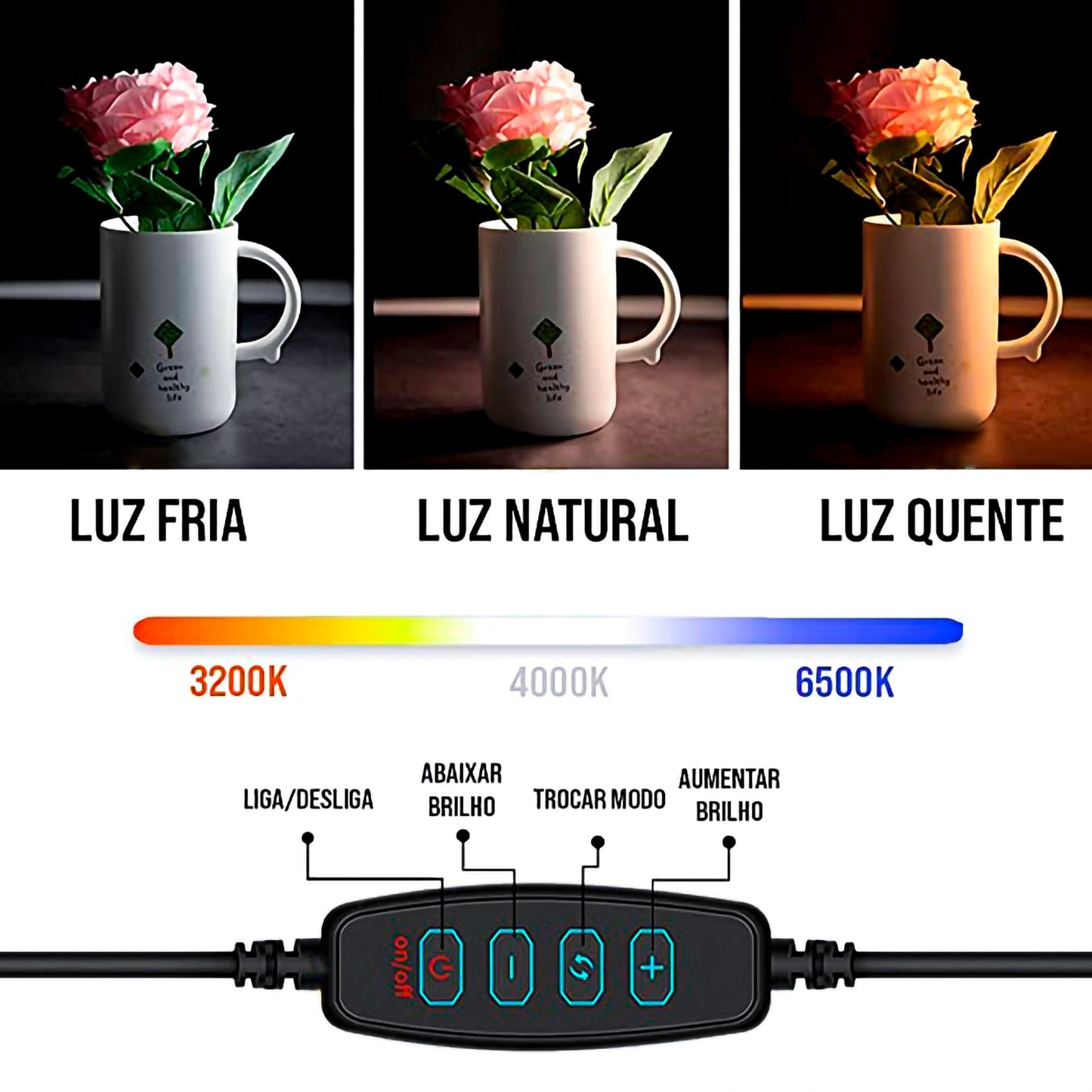 Anel De Luz Led 8 Polegadas / Usb Com Tripé (Maquiagem, Foto E Vídeo)