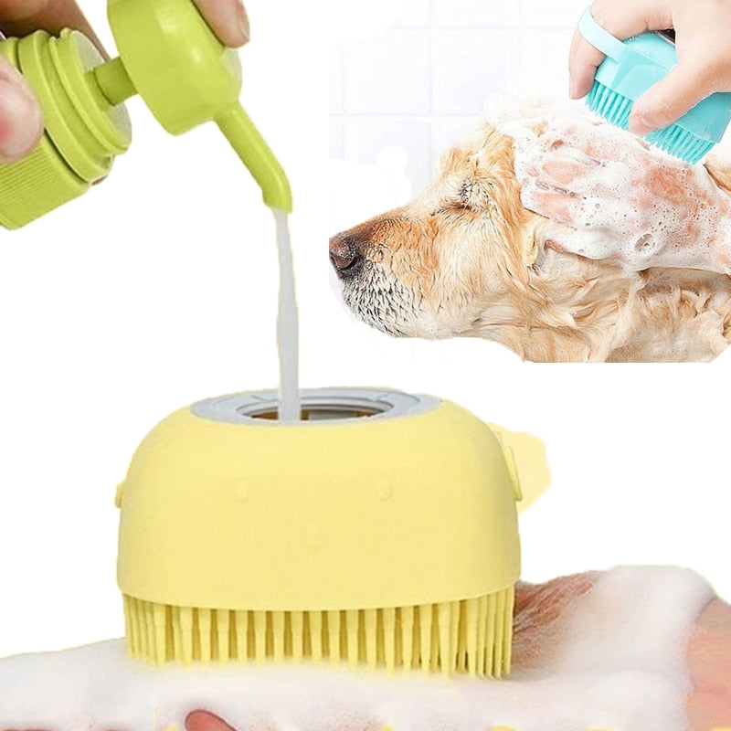 Escova Com Porta-shampoo Para Banho Pet